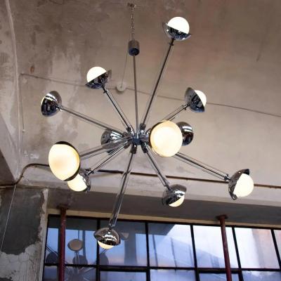 Multiforme for Cosulich Italian Contemporary Chrome Blue Glass 12 Light Sputnik