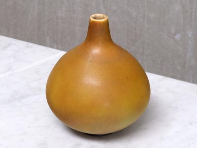 Munk Keramik Munk Keramik Ochre Hares Fur Glazed Ceramic Vase Enk ping Sweden 1950s