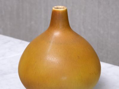 Munk Keramik Munk Keramik Ochre Hares Fur Glazed Ceramic Vase Enk ping Sweden 1950s