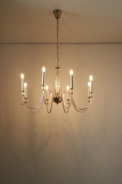 Murano Amber Glass Eight Arm Chandelier 1950s