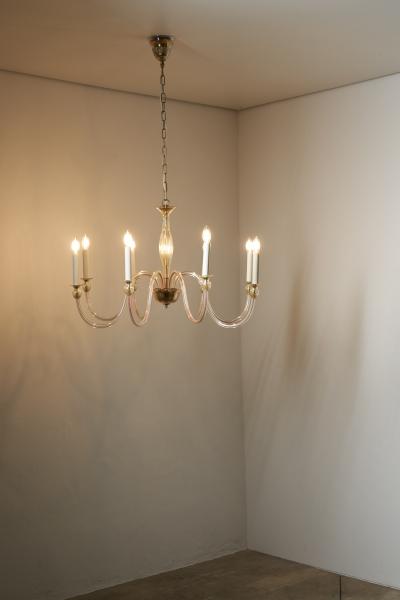 Murano Amber Glass Eight Arm Chandelier 1950s