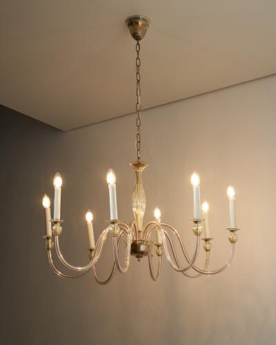 Murano Amber Glass Eight Arm Chandelier 1950s
