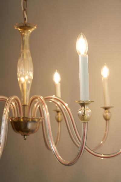 Murano Amber Glass Eight Arm Chandelier 1950s