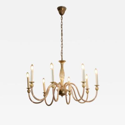 Murano Amber Glass Eight Arm Chandelier 1950s