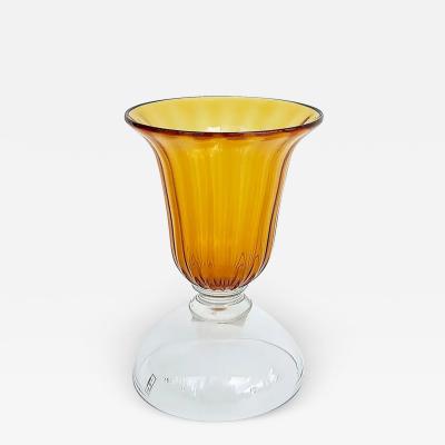 Murano Amber and Clear Glass Vase or Candleholder Acquired at Luxury Living