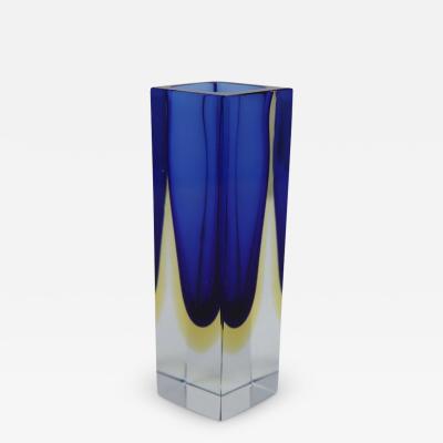 Murano Art Glass Blue Vase Flavio Poli 1970s