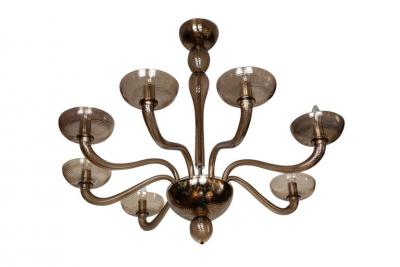 Murano Blown Eight Arm Tobacco Swirl Chandelier Contemporary