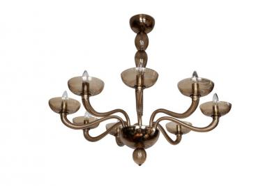 Murano Blown Eight Arm Tobacco Swirl Chandelier Contemporary