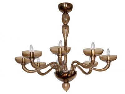 Murano Blown Eight Arm Tobacco Swirl Chandelier Contemporary