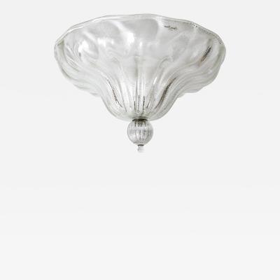 Murano Blown Silver Semi Flush Mount Ceiling Fixture UL Certified