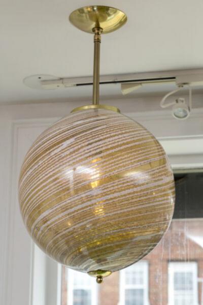 Murano Blown Wheat Gold Swirl Globe Pendant Contemporary UL Certified