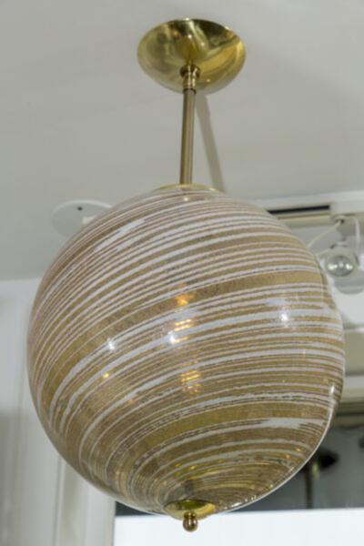 Murano Blown Wheat Gold Swirl Globe Pendant Contemporary UL Certified