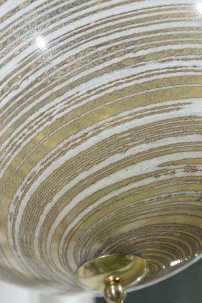 Murano Blown Wheat Gold Swirl Globe Pendant Contemporary UL Certified