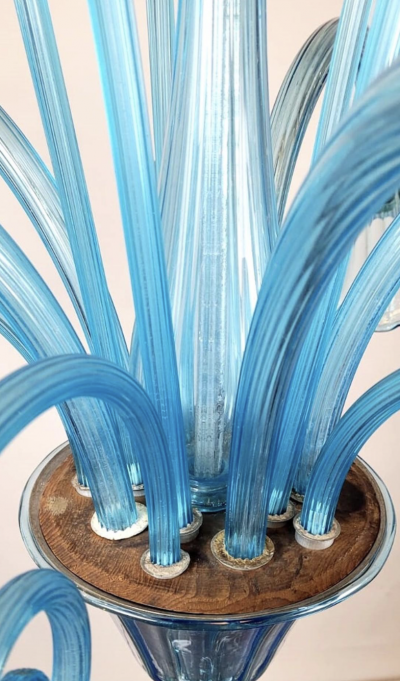 Murano Blue Glass Chandelier 5 Arms Of Light 1940s