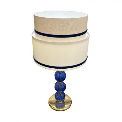 Murano Blue Lobed Spheres Lamps