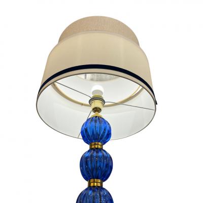 Murano Blue Lobed Spheres Lamps