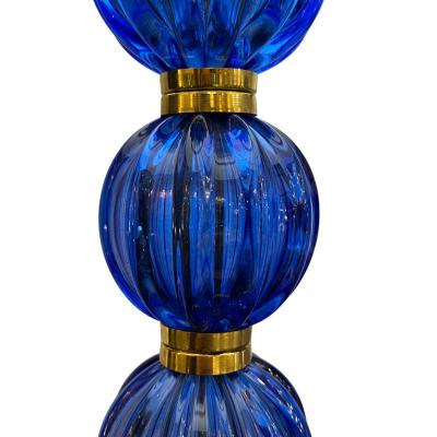 Murano Blue Lobed Spheres Lamps