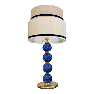 Murano Blue Lobed Spheres Lamps