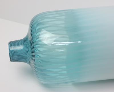 Murano Blue and White Filigrana Glass Vase 1970 Italy