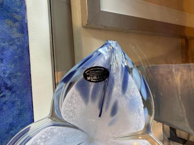 Murano Blue and White Handblown Flower