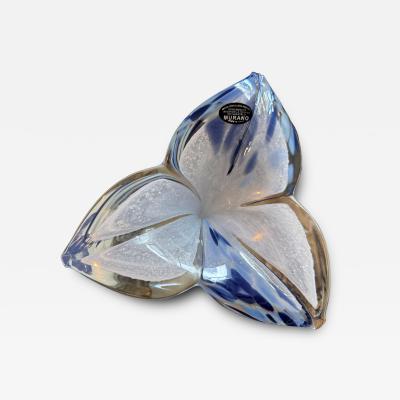 Murano Blue and White Handblown Flower