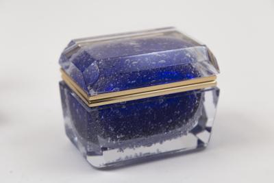 Murano Cobalt Blue Pulegoso Chamfered Rectangular Box