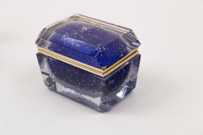 Murano Cobalt Blue Pulegoso Chamfered Rectangular Box