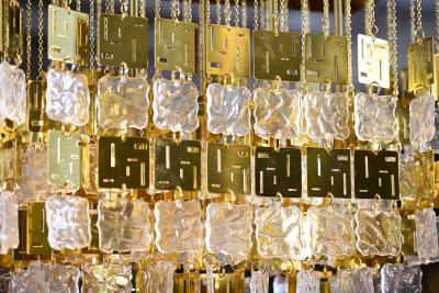 Murano Crystal and Brass Chandelier