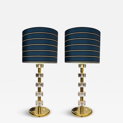 Murano Discs Lamp and Striped Shade