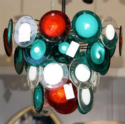 Murano Glass Art Deco Style Glass Disc Fixture