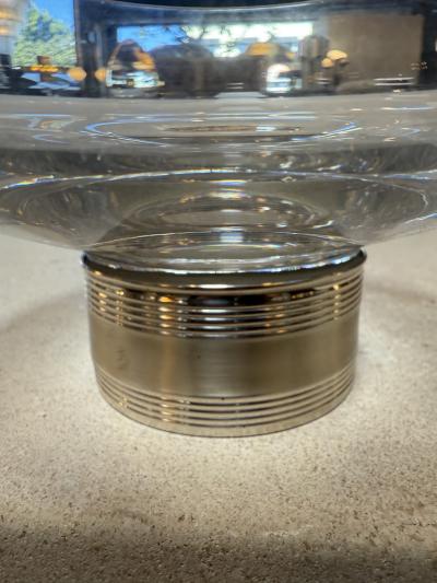 Murano Glass Centerpiece Bowl with Metal Base Italy 1970s