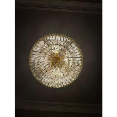 Murano Glass Chandelier With Clear Triedo Glass Italian Pure Art