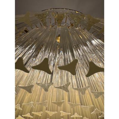 Murano Glass Chandelier With Clear Triedo Glass Italian Pure Art