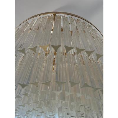 Murano Glass Chandelier With Clear Triedo Glass Italian Pure Art