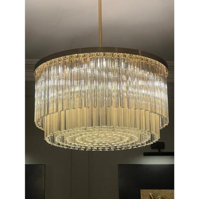 Murano Glass Chandelier With Clear Triedo Glass Italian Pure Art