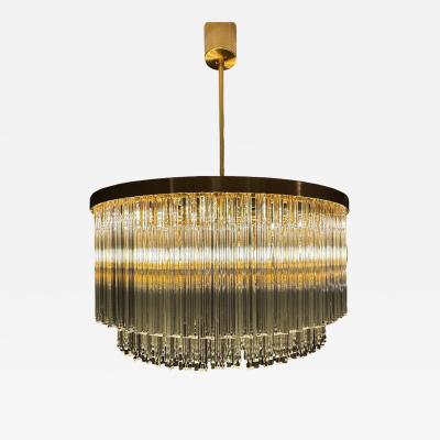 Murano Glass Chandelier With Clear Triedo Glass Italian Pure Art