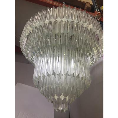 Murano Glass Chandelier With Quadriedro 45 Degrees Cut