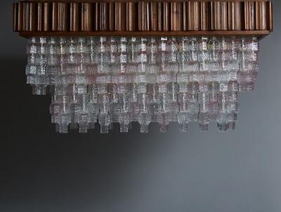 Murano Glass Chandelier with Wood Ceiling Case