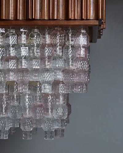Murano Glass Chandelier with Wood Ceiling Case