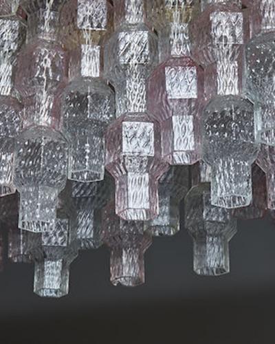 Murano Glass Chandelier with Wood Ceiling Case