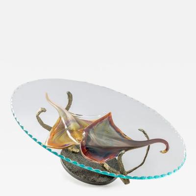 Murano Glass Coffee Table by Zanetti with Stingrays