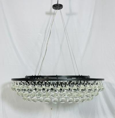 Murano Glass Drop Chandelier with Blackened Metal Frame Made in Italy