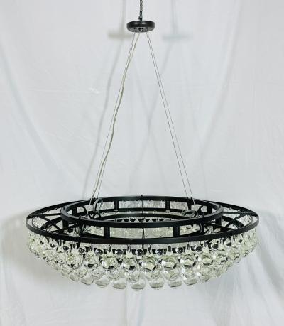 Murano Glass Drop Chandelier with Blackened Metal Frame Made in Italy