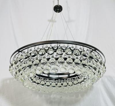 Murano Glass Drop Chandelier with Blackened Metal Frame Made in Italy