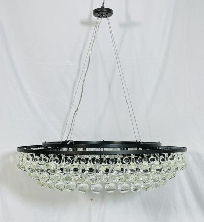 Murano Glass Drop Chandelier with Blackened Metal Frame Made in Italy
