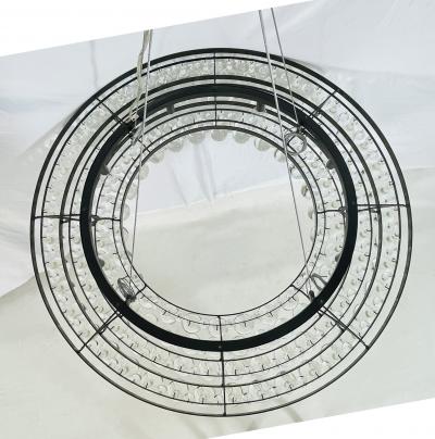 Murano Glass Drop Chandelier with Blackened Metal Frame Made in Italy