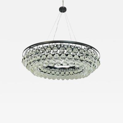 Murano Glass Drop Chandelier with Blackened Metal Frame Made in Italy