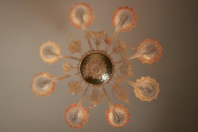 Murano Glass Eight Arm Chandelier with Floral Motifs 1960s