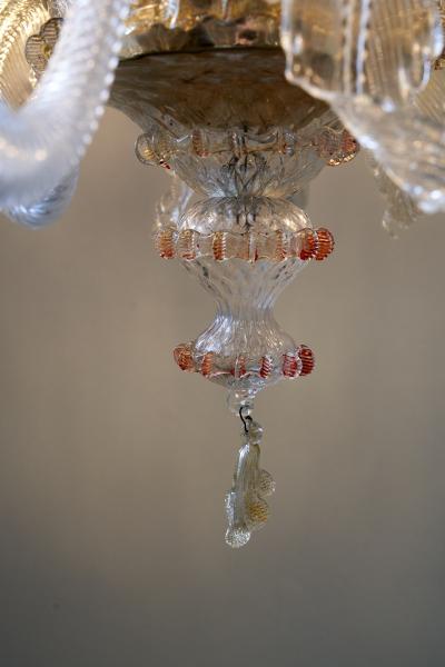 Murano Glass Eight Arm Chandelier with Floral Motifs 1960s