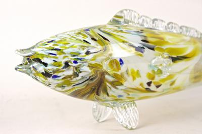 Murano Glass Fish Sculpture Multicolored Mid Century Italy ca 1950